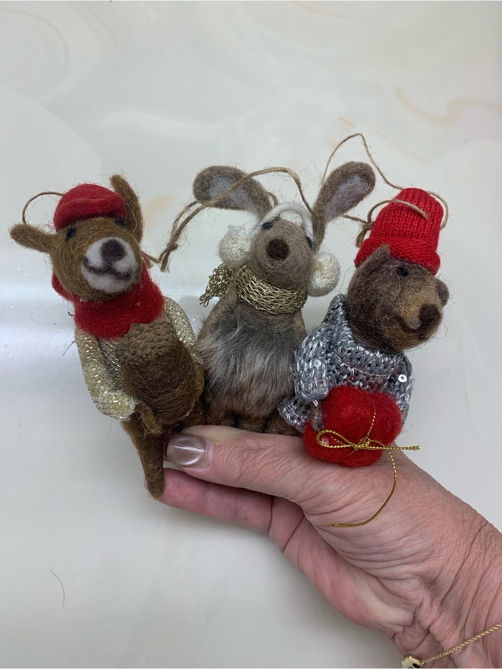 Wool Felt HolidayWoodland Animal Ornaments-Set of 3